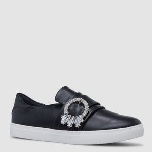 Everly Black Jeweled Buckle Sneaker